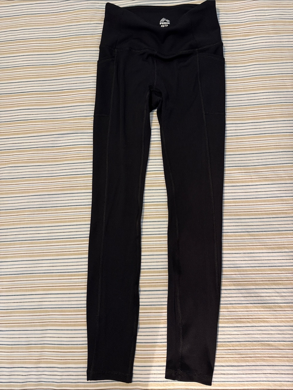 RBX Black High-Waist Ribbed Leggings